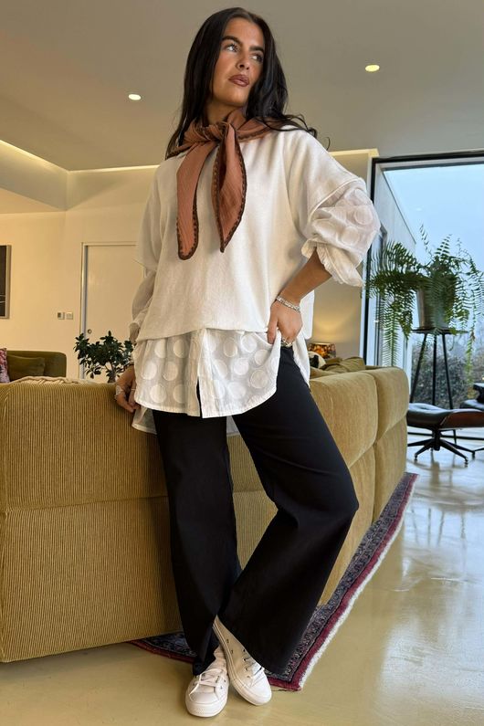 Pia Whipstitch Neckerchief Dark Tan & Chocolate /20=